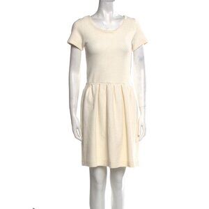 GANNI Scoop Neck Mini Dress Women Small Ivory Textured Minimalist Granolagirl